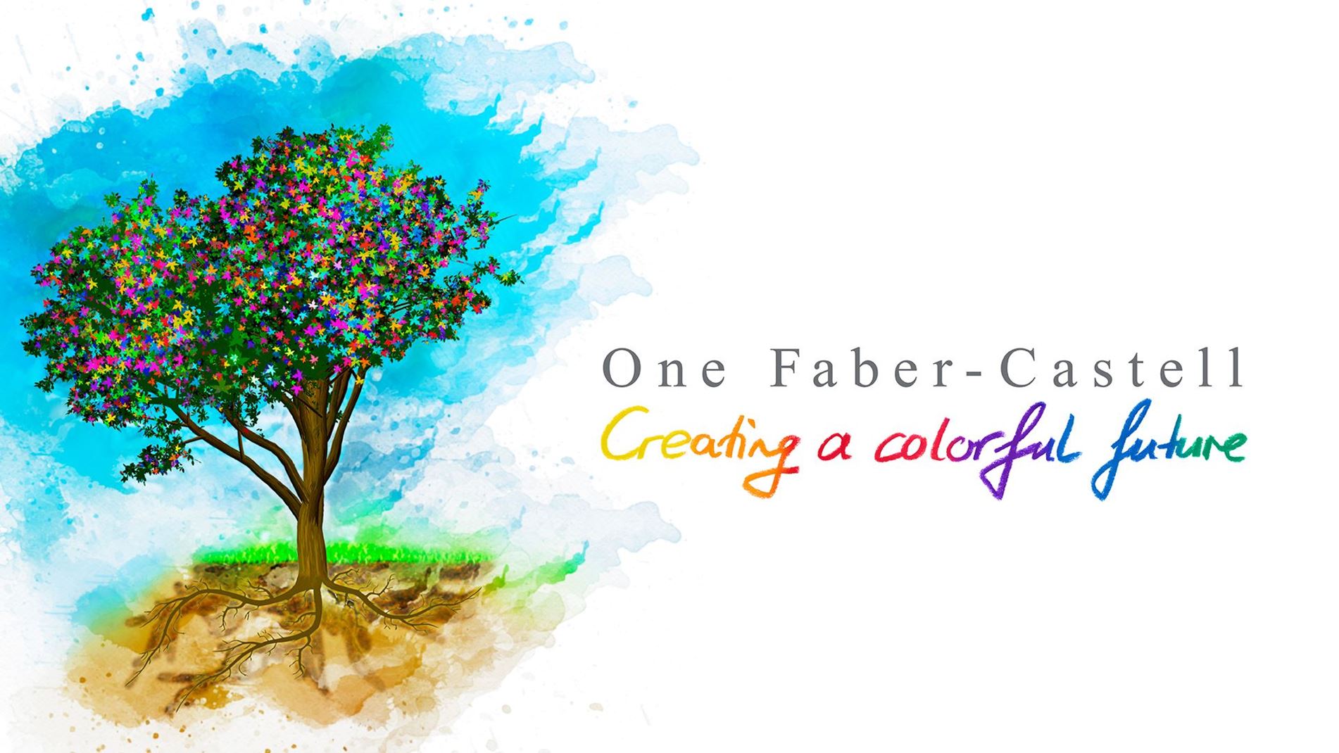 Tree with lettering "One Faber-Castell - Creating a colorful future"