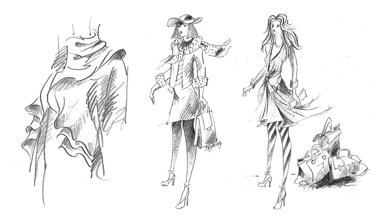Castell 9000 Jumbo was used for these fashion sketches 