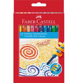 Faber-Castell - Wax crayon twistable, cardboard wallet of 12