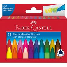 Faber-Castell - Wax crayon triangular, cardboard wallet of 24