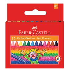 Faber-Castell - Wax crayon round, cardboard wallet of 12