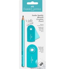 Faber-Castell - Jumbo Sparkle graphite pencil set, turqoise, 3 pieces
