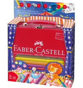 Faber-Castell - Jumbo Grip colouring set Circus in metal case, 33 pieces