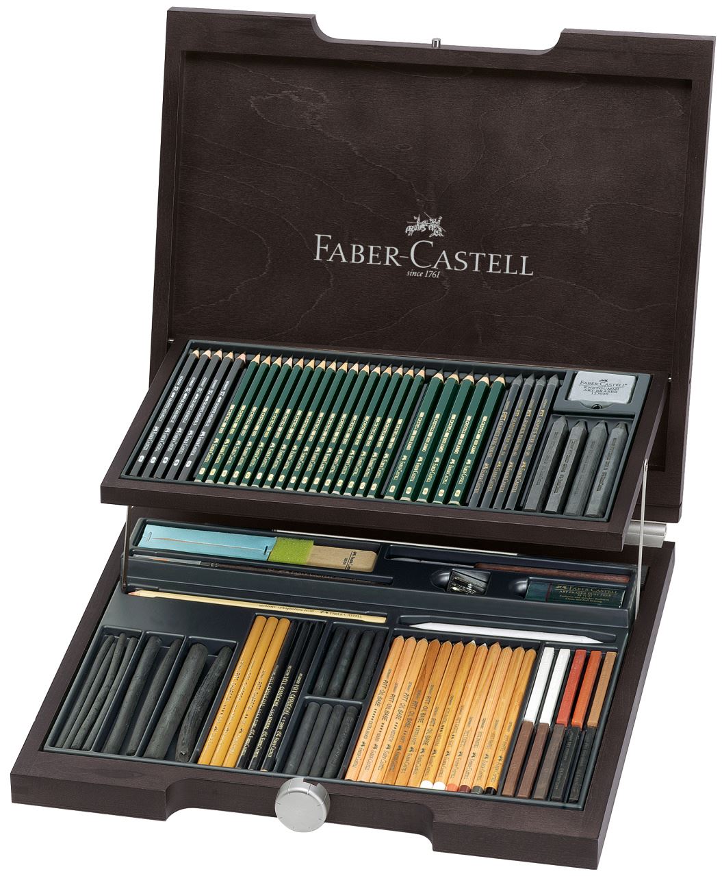 Faber-Castell - Pitt Monochrome wooden case, 85 pieces