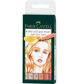 Faber-Castell - Pitt Artist Pen Brush India ink pen, wallet of 6, Light skin