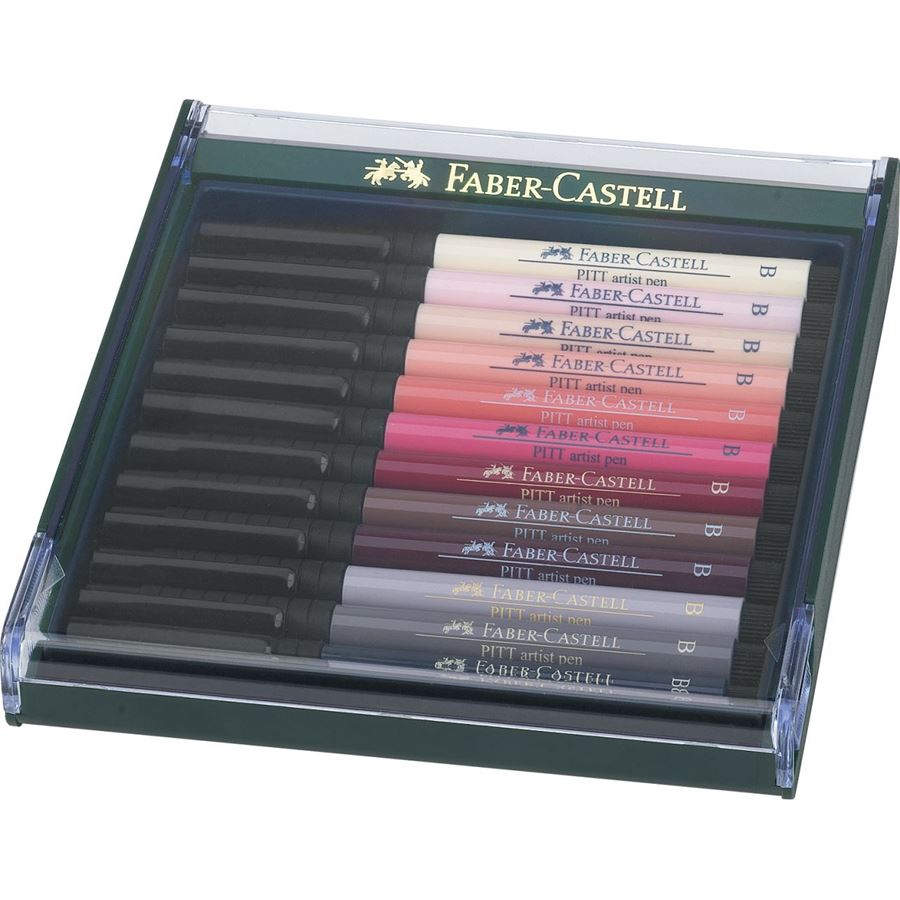 Faber-Castell - Pitt Artist Pen Brush India ink pen, set of 12, Portrait