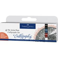 Faber-Castell - Pitt Artist Pen Calligraphy India ink pen, set of 4, classic