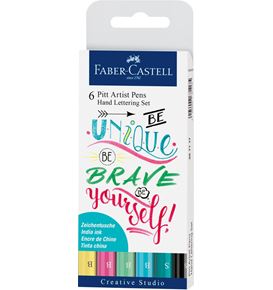 Faber-Castell - Pitt Artist Pen India ink pen, set of 6 Lettering, Pastel