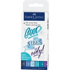 Faber-Castell - Pitt Artist Pen India ink pen, set of 6 Lettering, Blue