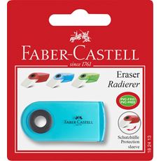 Faber-Castell - Sleeve Mini eraser, translucent, red/blue/turquoise sorted